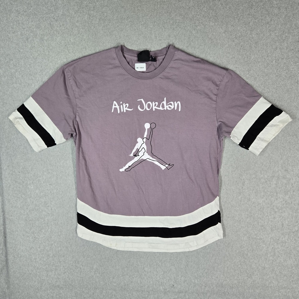 Jordan Women Shirt XXL Purple Colorblock Air Jordan Logo Short Sleeve READ